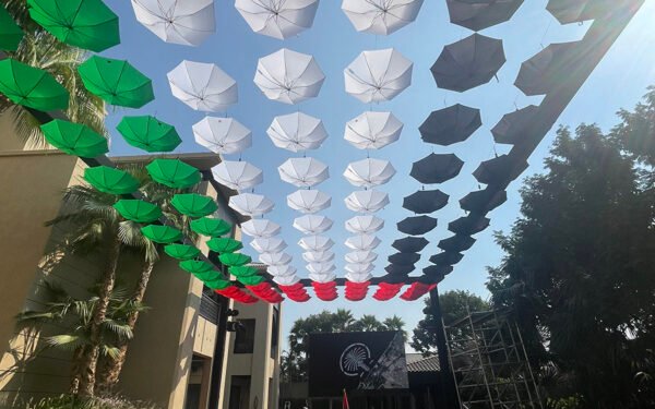 Ceiling of umbrella flags UAE national day