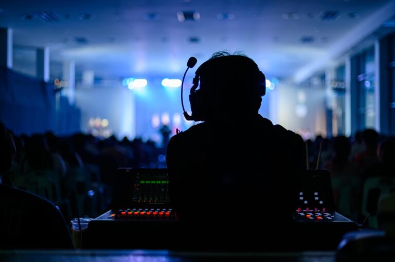 Silhouette sound engineer live event